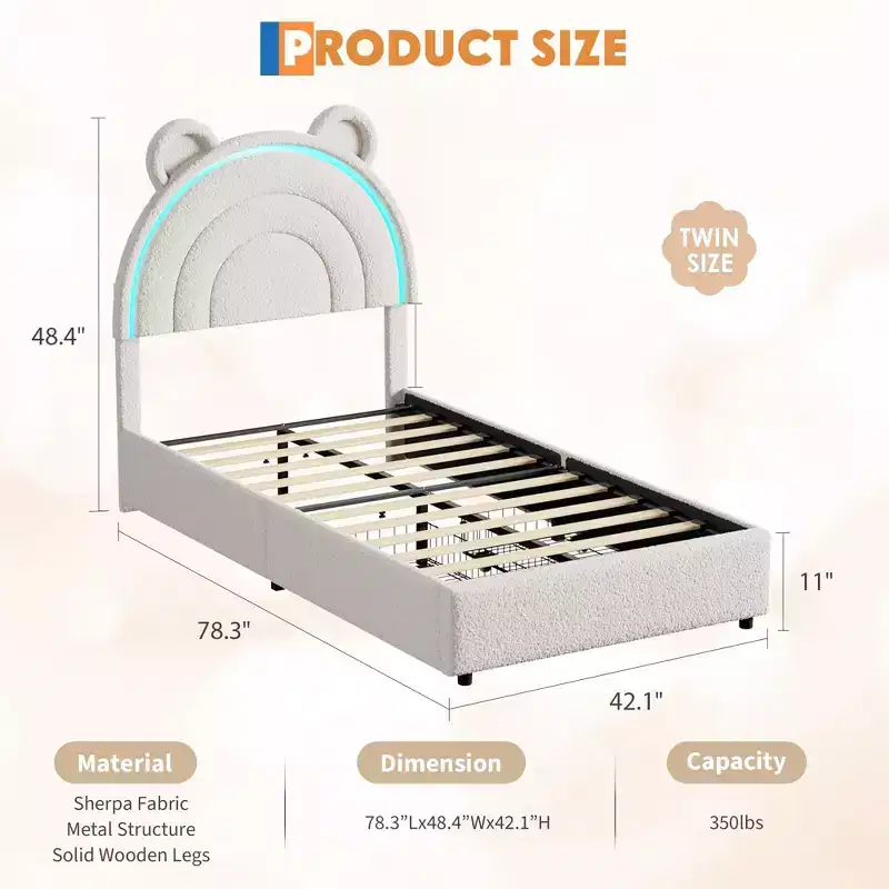 Upholstered Platform Bed w/ Storage Drawers & Decorative Headboard, Sturdy Wood Slat Support, No Box Spring Needed, Easy Assembly