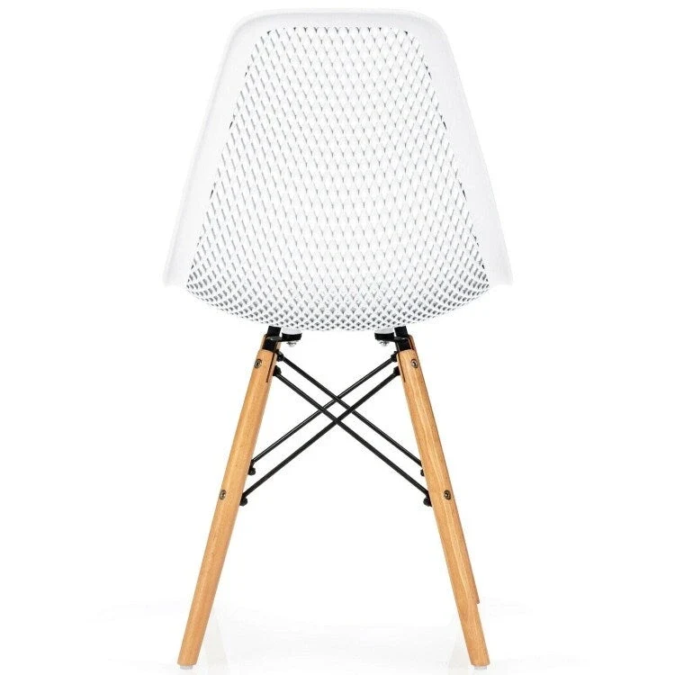 4 Pcs Modern Plastic Hollow Chair Set with Wood Leg - 22 x 18 x 32.5 (L x W x H)