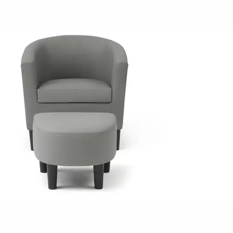 Passion Furniture Salem Faux Leather Accent Chair with Ottoman