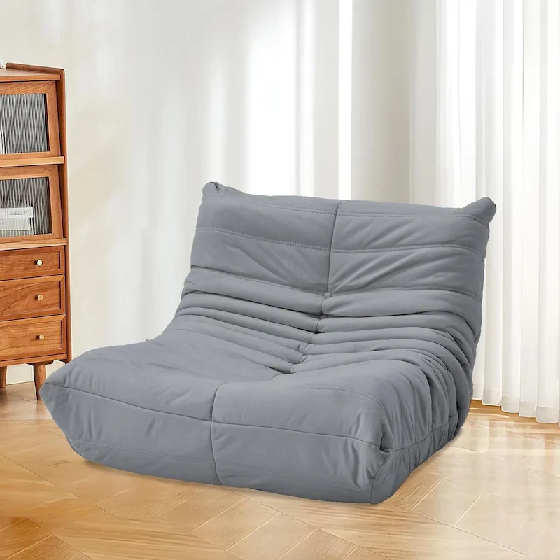 Memory Foam Bean Bag Floor Chair, Faux Leather Lounger for Adults & Kids, 5 Colors