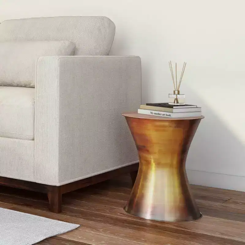 Cliona Metal Side Table Tarnished Brass - WyndenHall: No Assembly, Round End Table for Living Room, 50 lbs Capacity