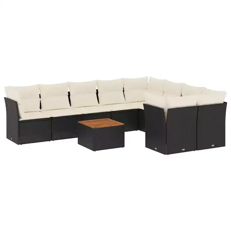 vidaXL Poly Rattan Patio Sofa Set with Cushions and Storage