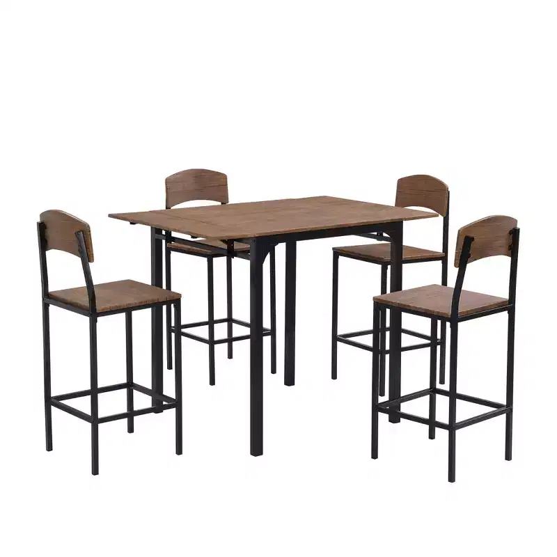 Whisen Farmhouse 5-piece Counter Height Drop Leaf Dining Table Set with Dining Chairs