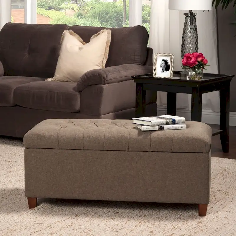 Porch & Den Charenton Brown Tufted Storage Bench