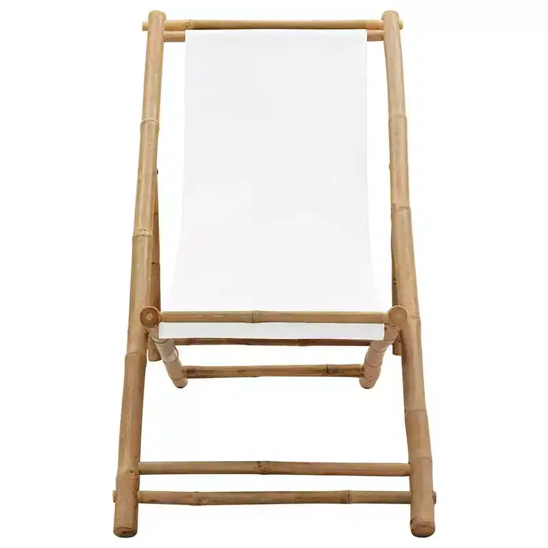 vidaXL Sun Lounger Bamboo Medium Collapsible Folding Sun Lounger