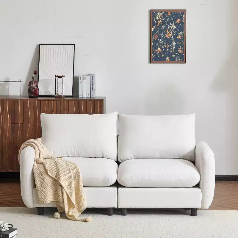 Christopher Knight Home Acker Modern 69 Upholstered Sectional Sofa with Cushions, White