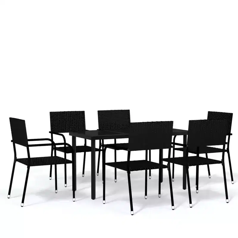 vidaXL Garden Dining Set - Black 55.1 Table Length 6 Items