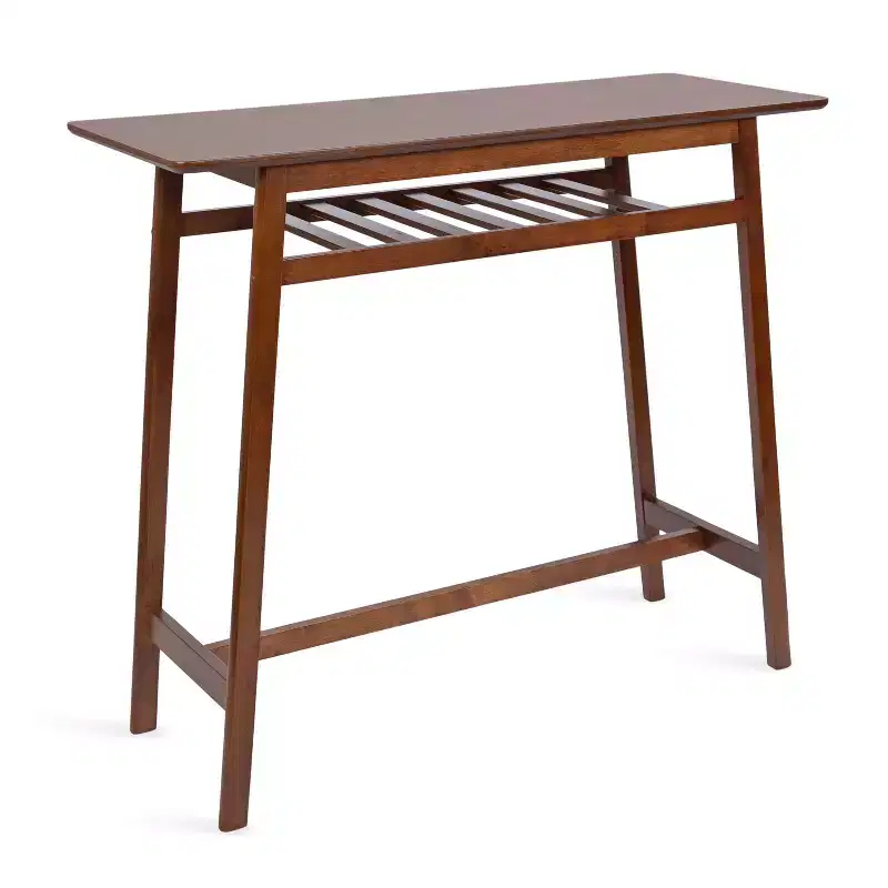 Kate and Laurel Morreau Wood Pub Table, 48x19x43, Walnut Brown