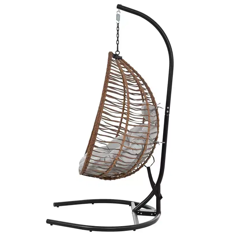 Whisen Hanging Hammock Chair with Stand, Egg Swing Chair with Iron Frame and Cushion & Headrest