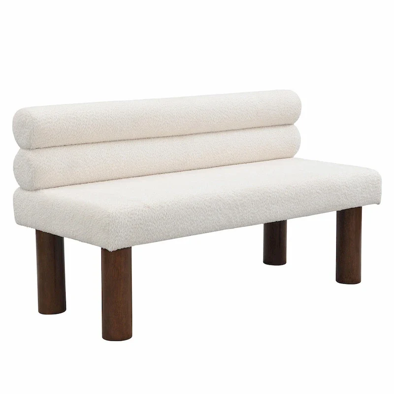 Upholstered Dining Bench with Solid Wood Legs