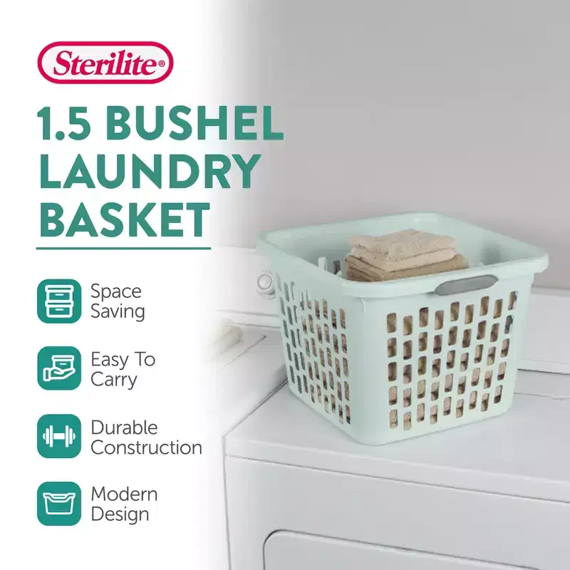 Sterilite Laundry Basket, Plastic Hamper with Handles