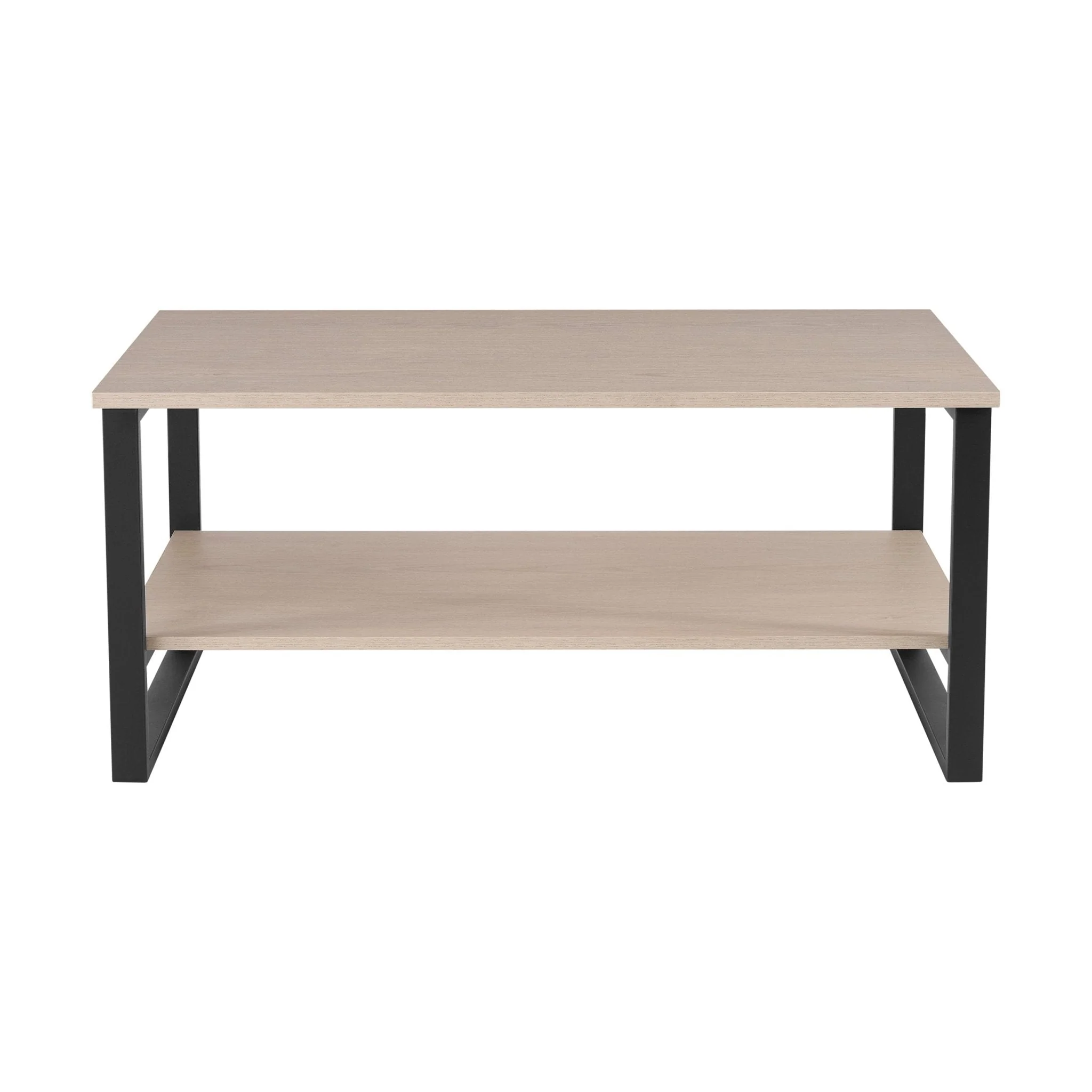 Scandi Natural Wood Coffee Table with Black Metal Frame for Living Room