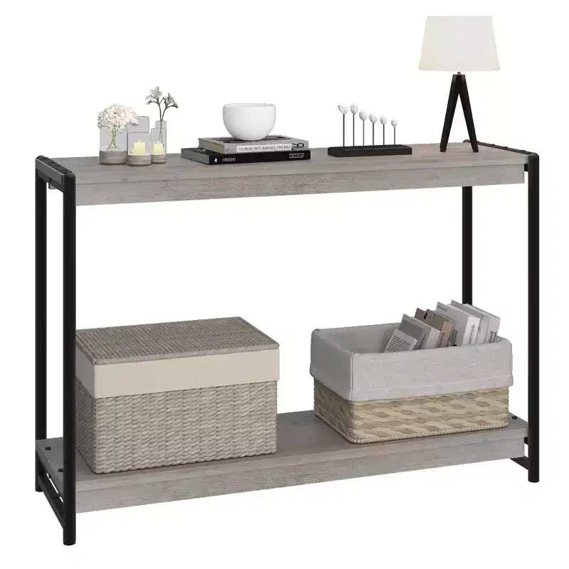 40 2-Tier Console Table Sofa Table with Open Shelf (50lbs Capacity, for Entryway/Living Room/Hallway)