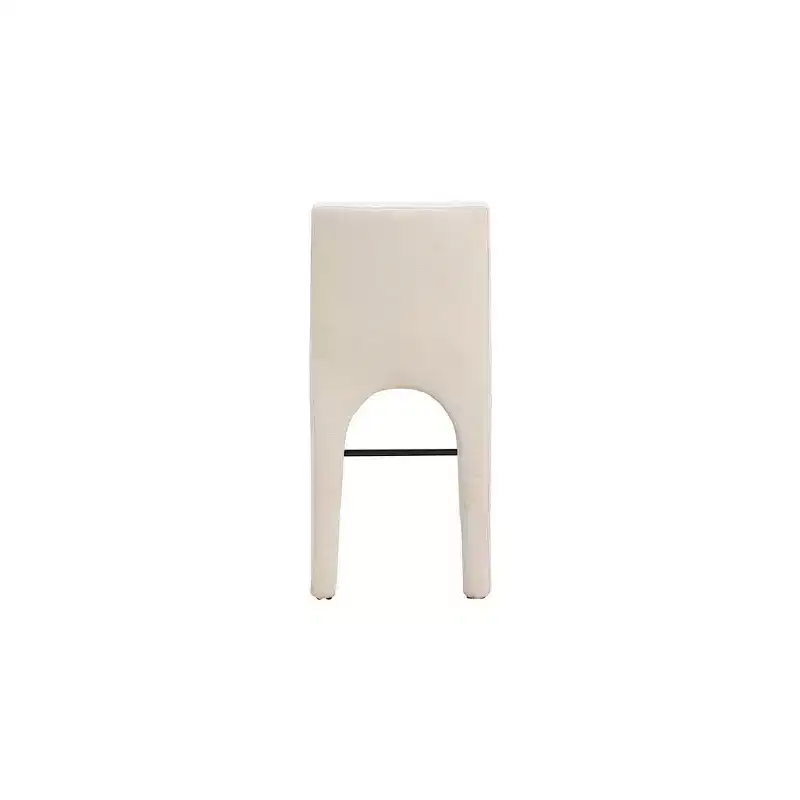 Beige Linen Textured Fabric Counter Stool, Art Deco Design