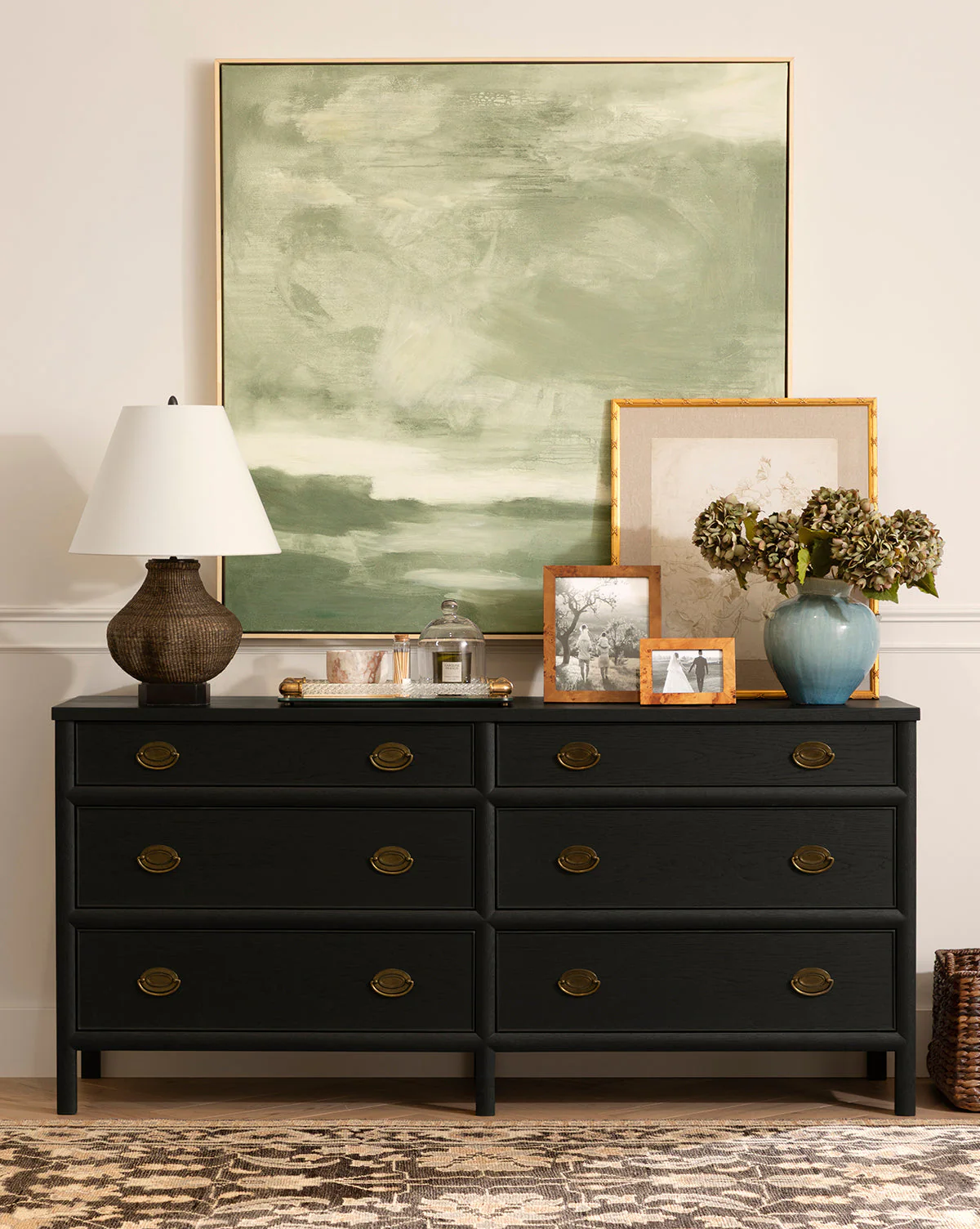 Modern Black Ash Dresser with Brass Hardware for Bedroom