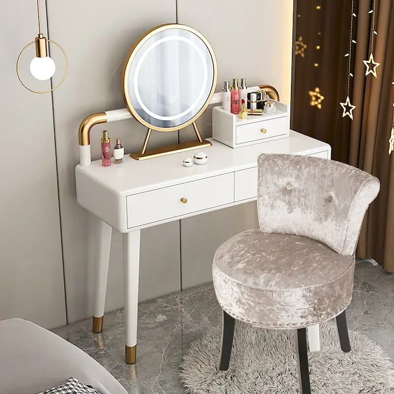 27.5 Tall Solid Wood Vanity Stool Chair - 27.5 H X 19 W X 11.8 D