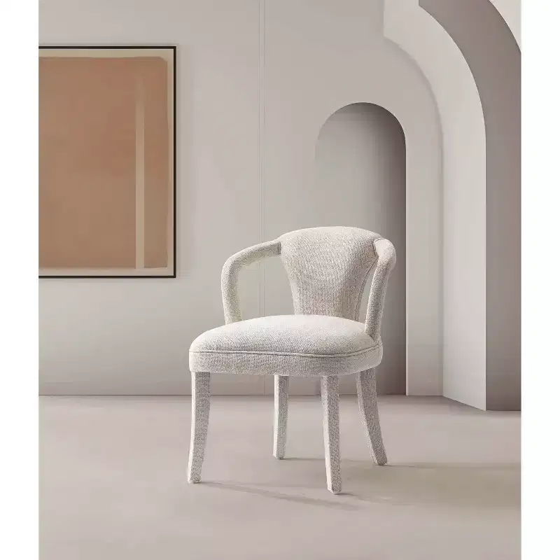Manhattan Comfort Palmer Modern Tweed Upholstered Dining Armchair Ivory