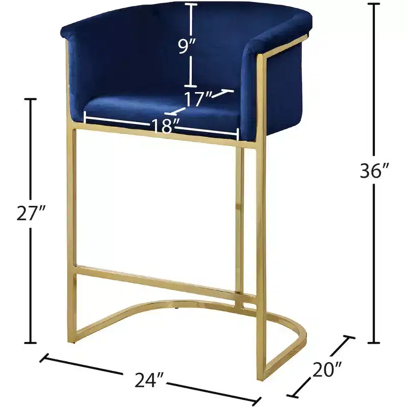 Meridian Furniture,Donatella Navy Velvet Stool