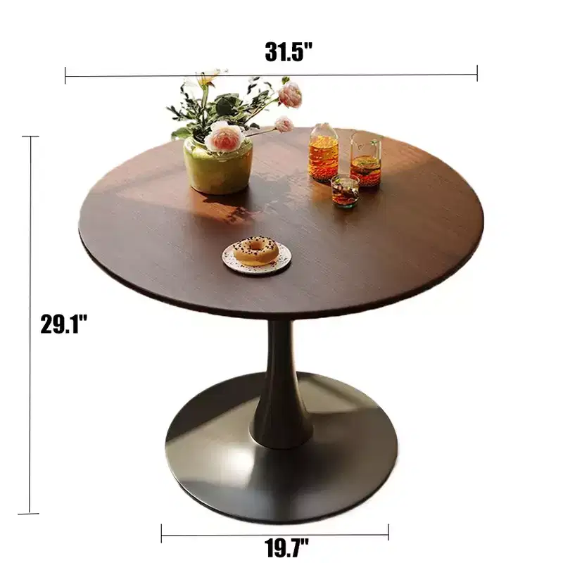 JVNOXK 31.5 Inch Mid-Century Round Dining Table, Modern Dining Table, Tulip Round Kitchen Table, Living Room Coffee Table, Walnut Color