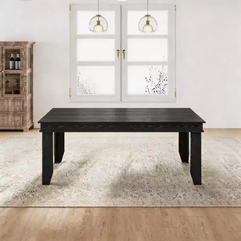 Farmhouse Dining Table for 4-6 People, Rectangular Wood Kitchen Table with Sturdy Wooden Frame, Large Dinner Table for Dining Room and Apartment