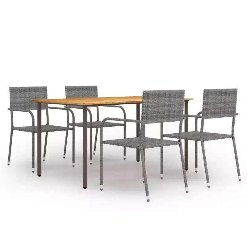 vidaXL Patio Dining Set Dining Table and Chairs Furniture Set Poly Rattan - Anthracite 4 Items