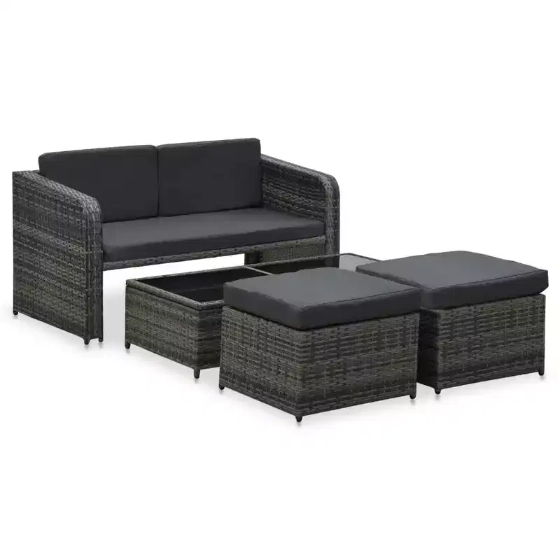 vidaXL Patio Furniture Set Patio Conversation Set with Table Rattan