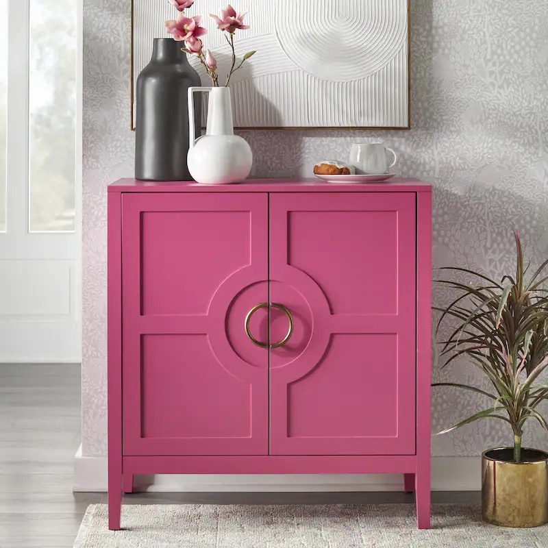 Console Cabinet with Adjustable Shelf and Metal Handles