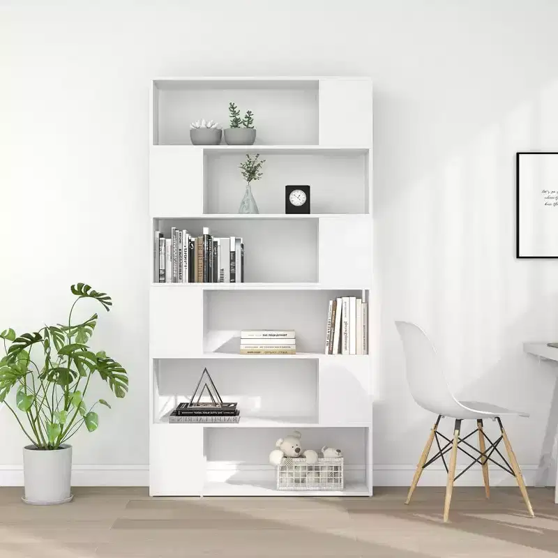 XL Book Cabinet Room Divider White Engineered wood 39.4x9.4x74.0 in