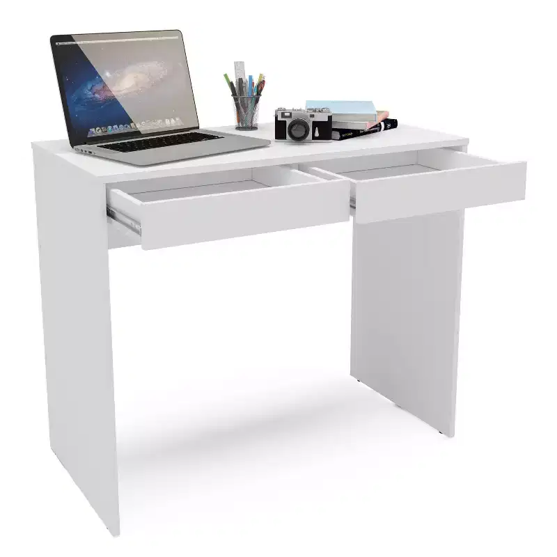 Tijuca 2 Drawer Compact Student Desk White - Polifurniture: Modern Style, Space-Saving Design, Adult Assembly