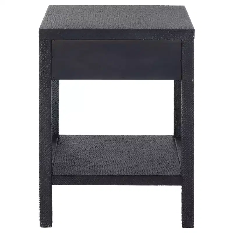 1-Drawer 1-Shelf Water Hyacinth Accent Table, Natural Finish, 16.94 lbs Capacity