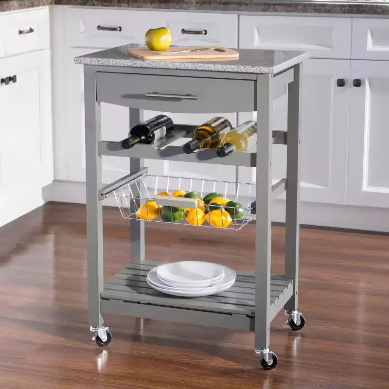 Roger Kitchen Island Granite Top - Linon
