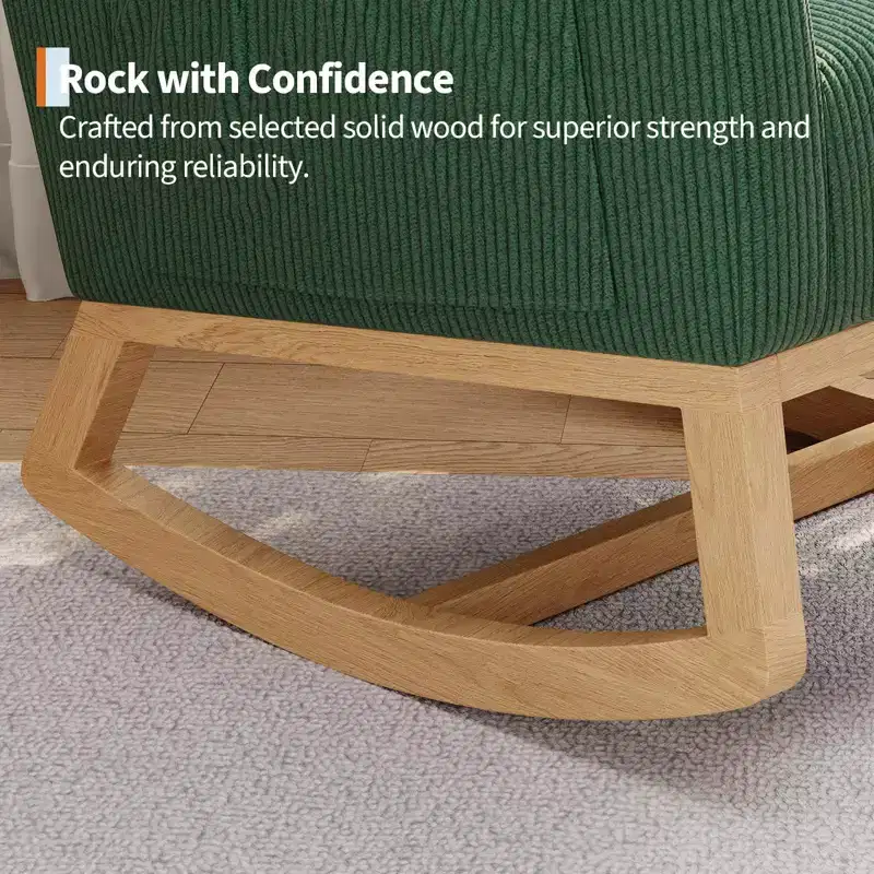 Modern Nursery Glider Rocking Chair with Side Pockets & Pillow – Ergonomic, 300 lb Capacity
