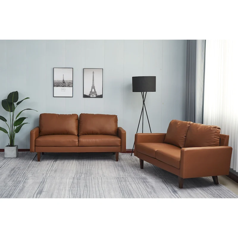 Faux leather 2 Piece Loveseat and Sofa Living Room Set