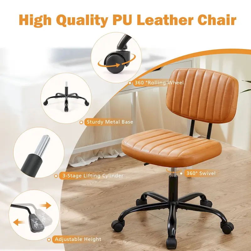 Low Back Task Chair Small Home Office Chair with Wheels