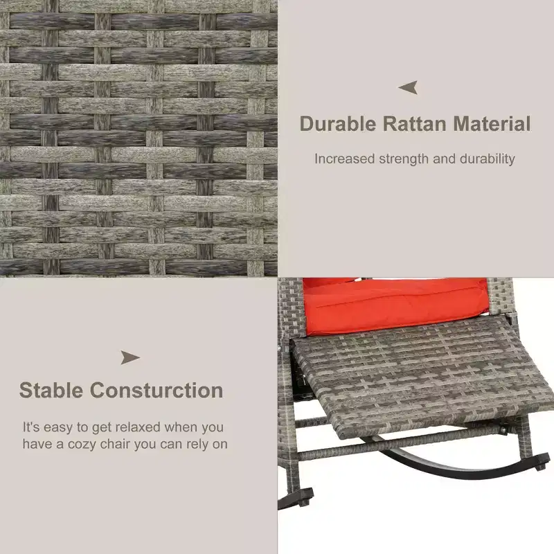 PE Rattan Rocking Recliner with Footrest