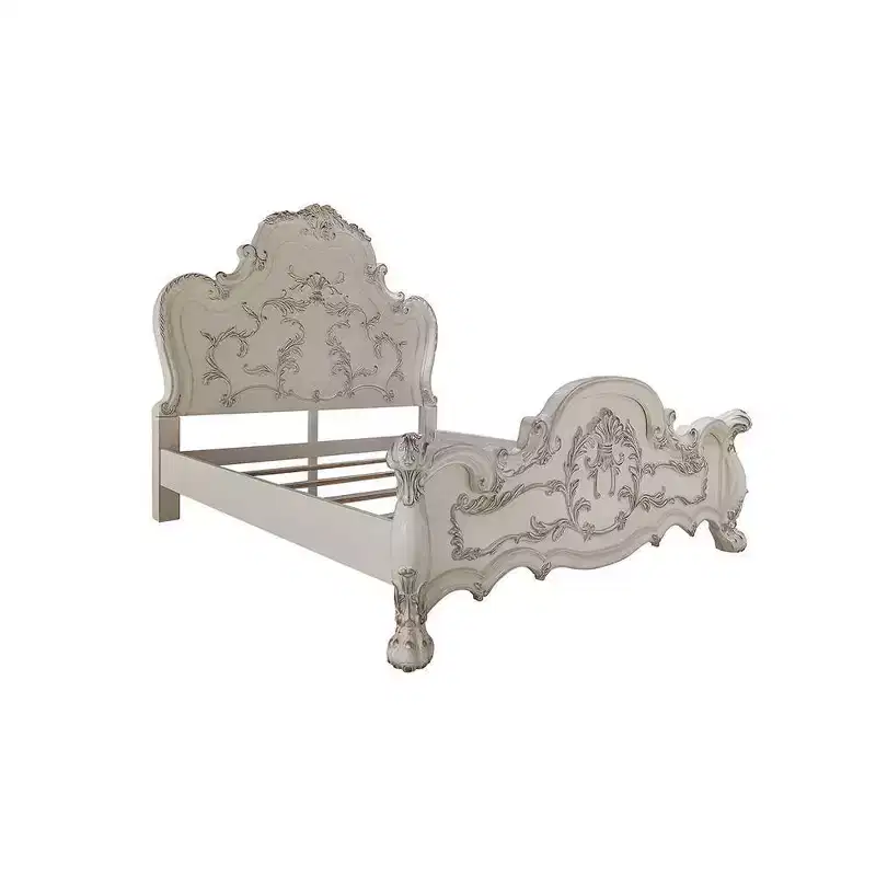 91" Queen Bed Dresden Traditional Carved Design & Claw Feet