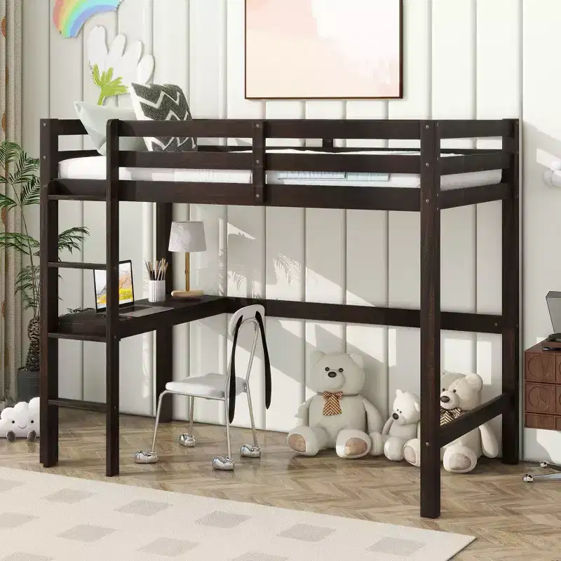 King Loft Bed Heavy-Duty Steel with Under-Bed Storage Space