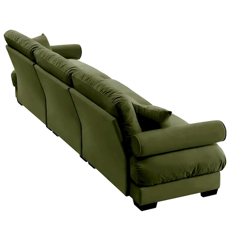 130 Velvet Modular 5-Seat Sofa with Cloud Cushion Sectional and Bolster Headrests