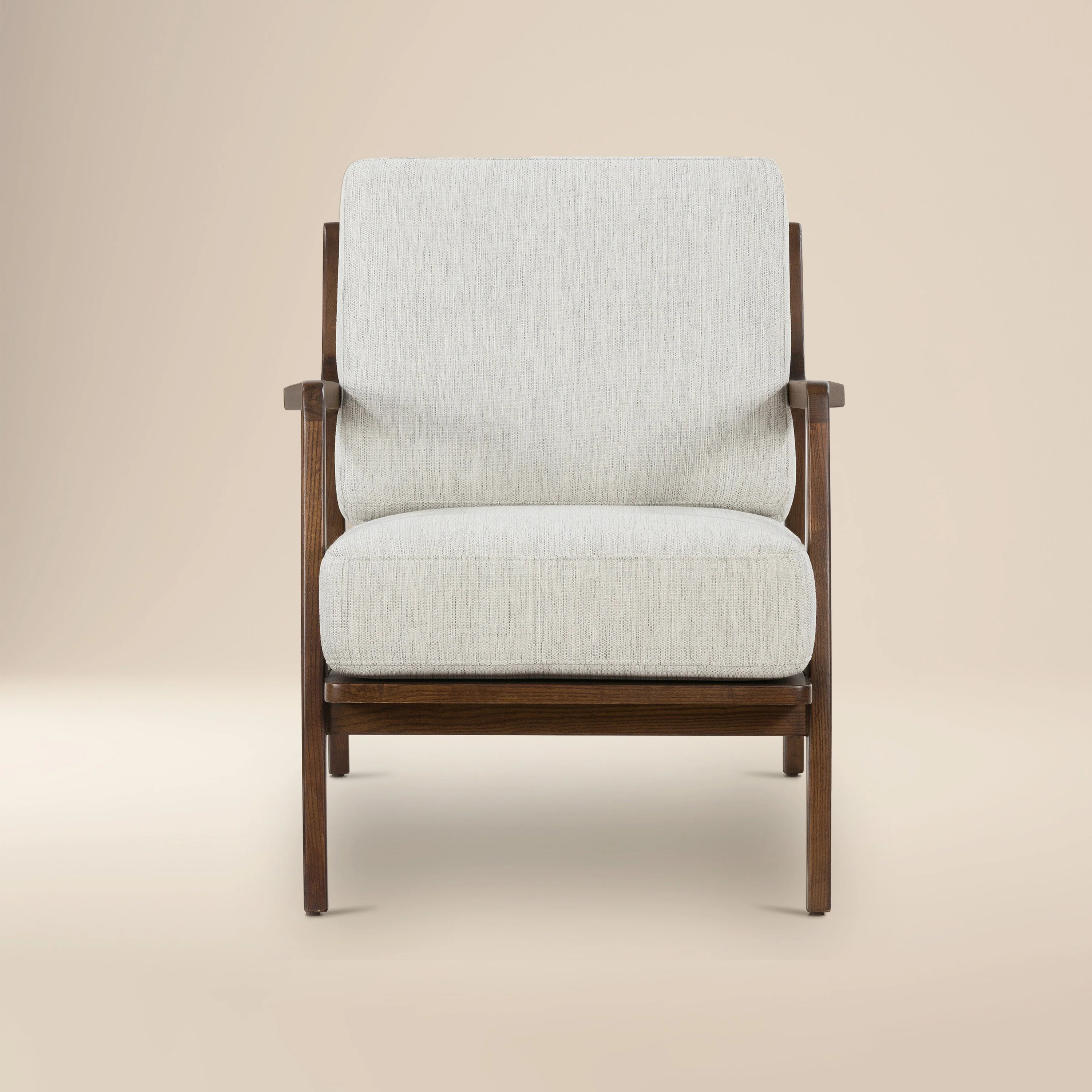 Modern Bright Ash Lounge Chair with Kiln-Dried Wood Frame