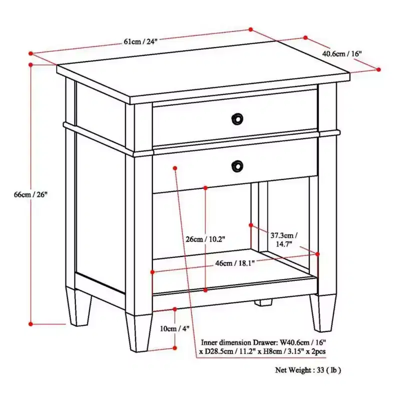 24 Sterling Solid Wood Nightstand - WyndenHall