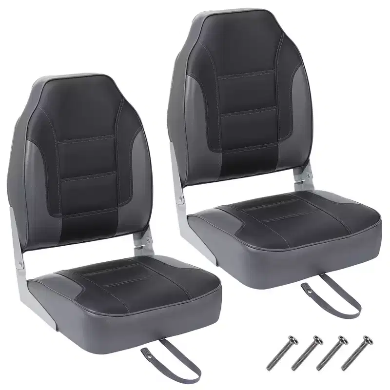 2 Pack Low Back Folding Boat Seats - 19x16.5 Thick Elastic Cushio Boat Chair, Waterproof Fishing Chairs for Bass Tracker for Sightseeing Boats
