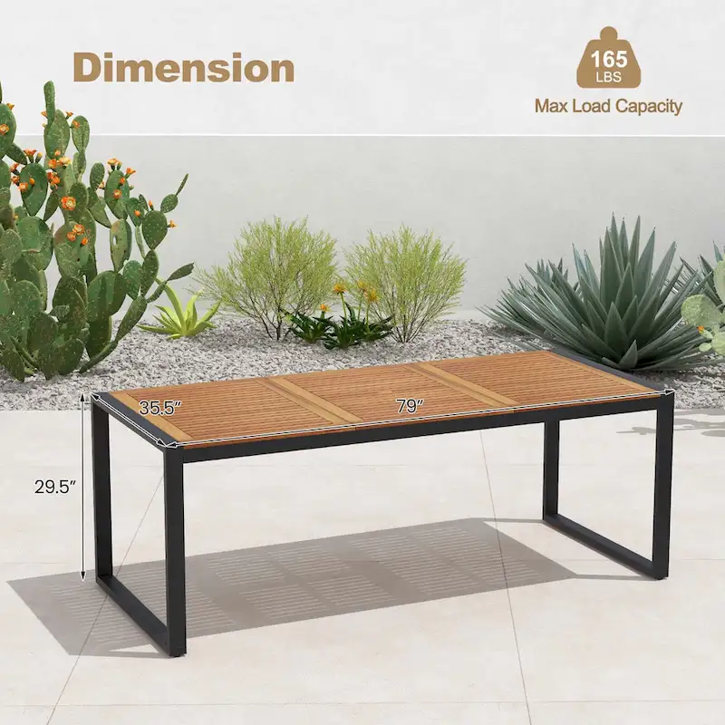 Costway 79 Acacia Wood 8-Person Patio Table with 1.9 Umbrella Hole, - See Details