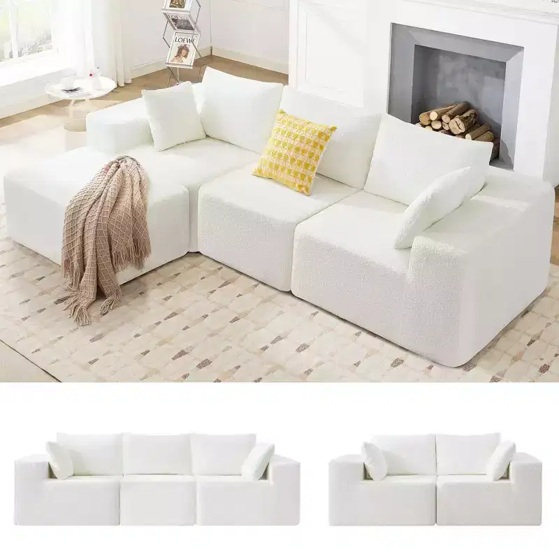 103 Modular Sectional Sofa, L Shaped Cloud Sectional Couch with Deep Seats, No Assembly Foam Couches, Upholstered Couches