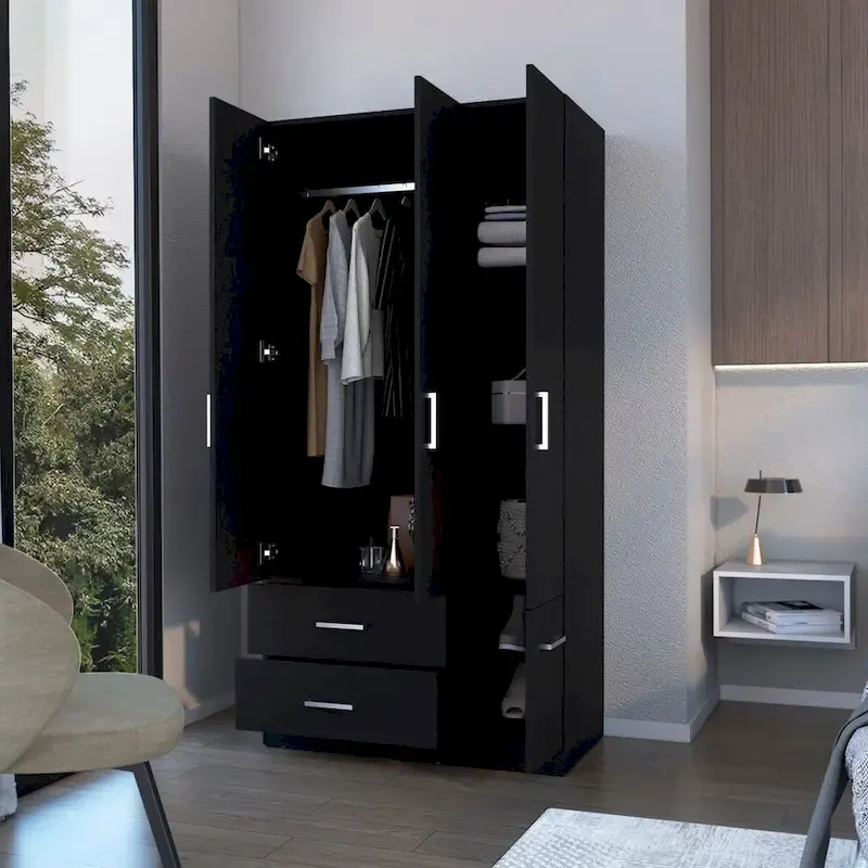Douglas Armoire in melamine, two drawers, hanging rod - N/A