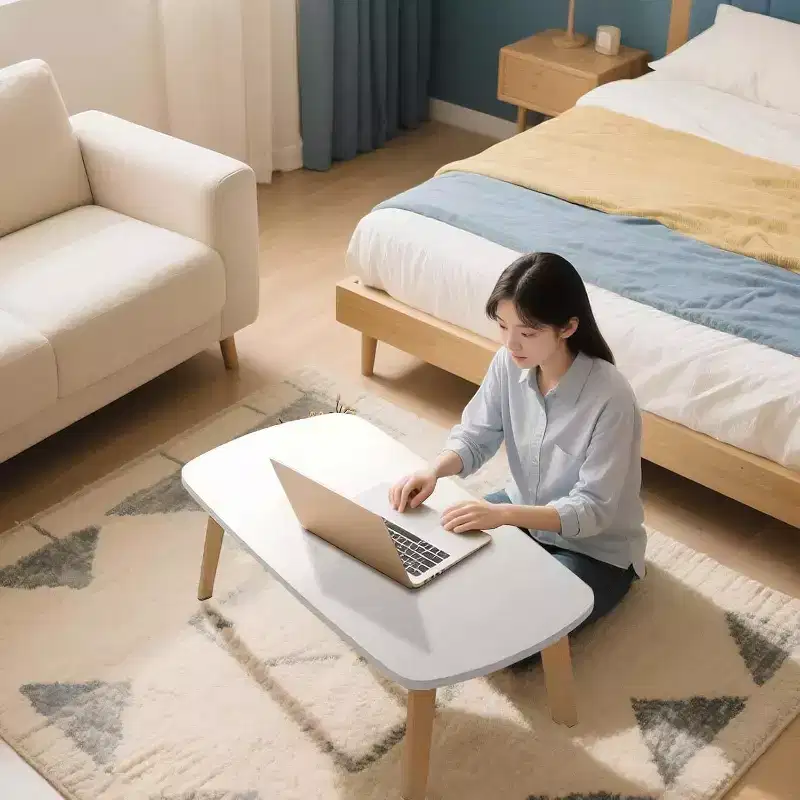 Acekool Foldable Coffee Table, Wooden Finish, Space-Saving Folding Design, 31.5x19.7x17.3, Easy Storage, Wood Grain