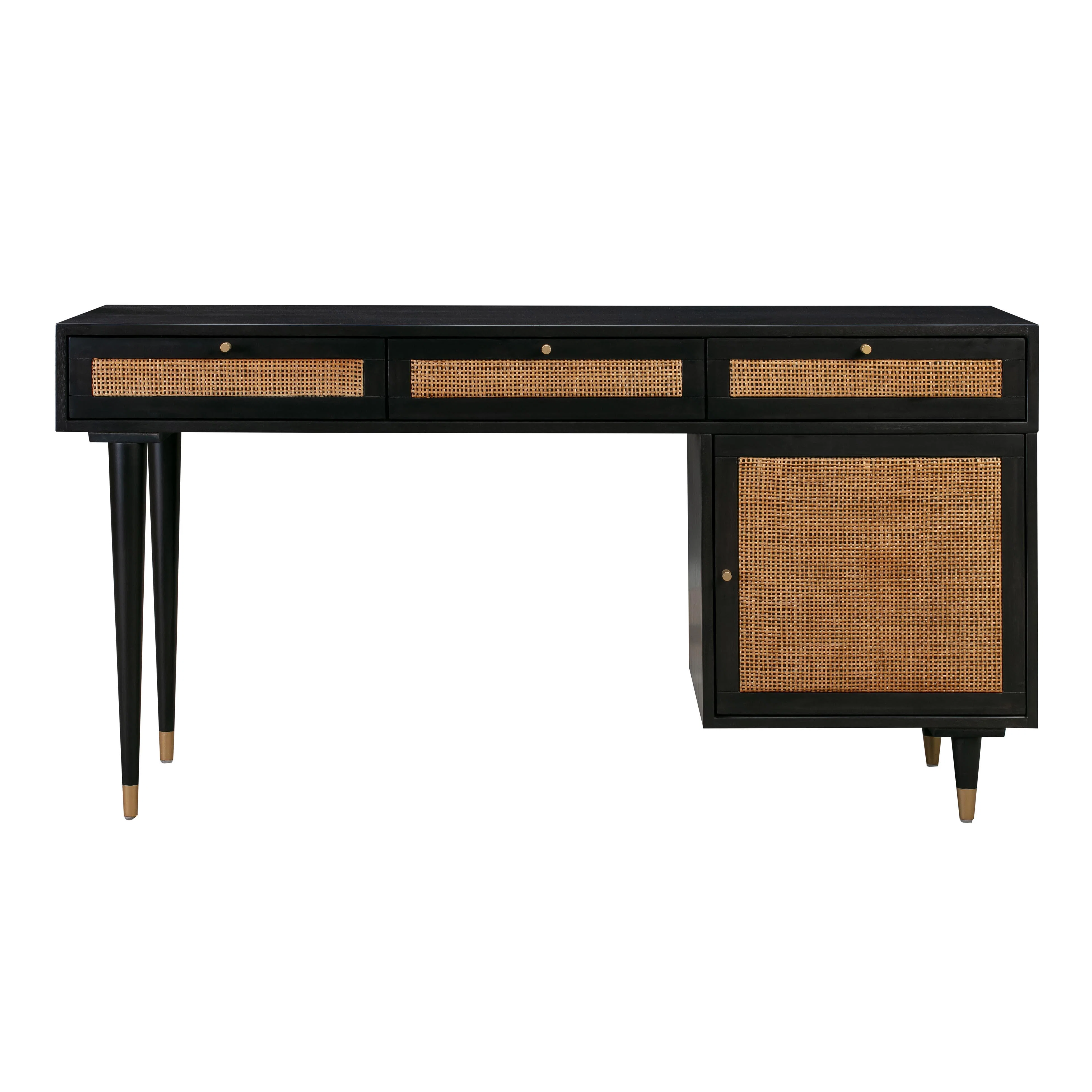 60 Cane 3-Drawer Desk With Storage
