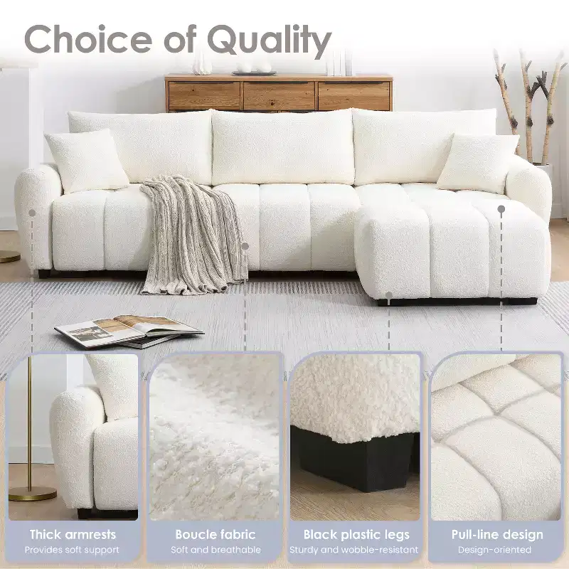 Merax L-Shaped Sectional Sofa with Free-Moving Ottoman