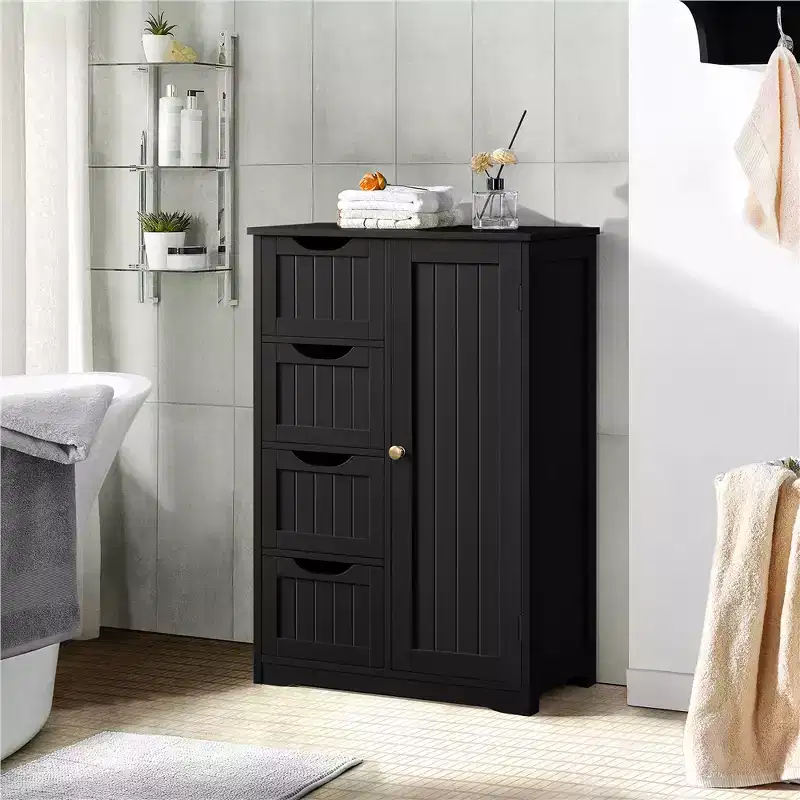 Yaheetech Wooden Bathroom Floor Cabinet with 4 Drawers