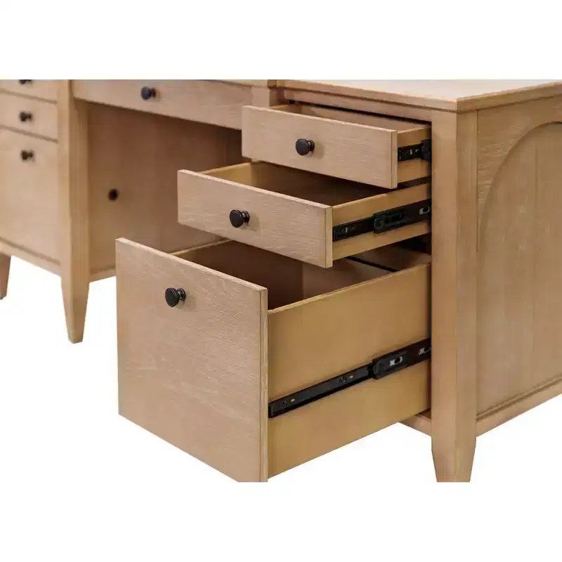 Modern Wood Credenza and Hutch Laurel Collection Light Brown - Martin Furniture: Wire Brushed, Arched Panels