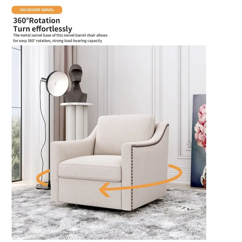 Swivel Linen Blend Modern Soft Velvet Material Ergonomics Accent Chair